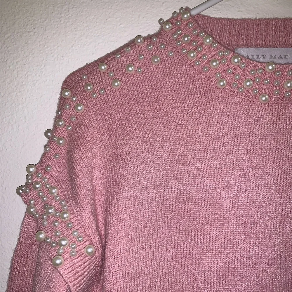 Ally Mae pearls pink Knit woman’s long sleeve sweater - Picture 8 of 10